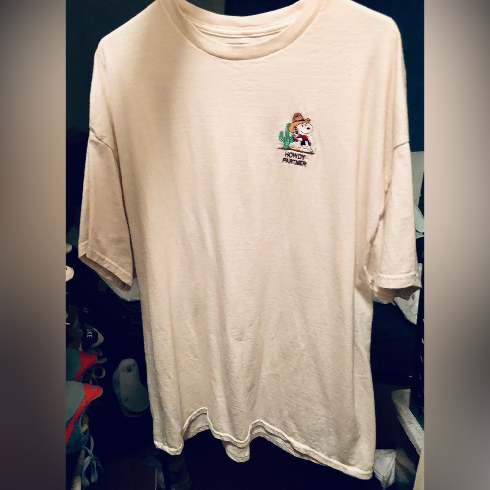 Riot Society X Peanuts Snoopy Howdy Partner Embroidered Graphic Tee - Cream XXL